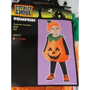 Totally Ghoul Infant Pumpkin Halloween Costume Body & Hat Size 1-2 Years